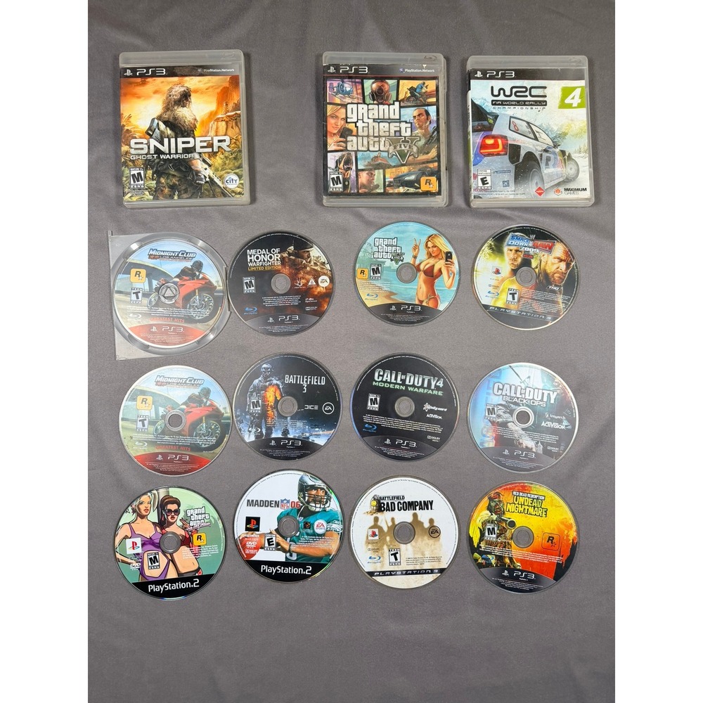 Sony PlayStation PS3 PS2 Lot 15 Games GTA V Call of Duty Red Dead Bundle Action